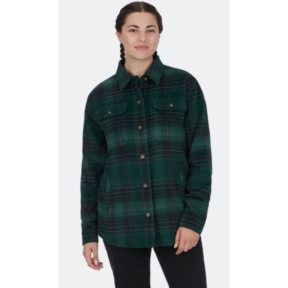 NWT Ski-Doo Ladies Lifestyle Plaid Flannel Overshirt Green Size S $90 [jb]